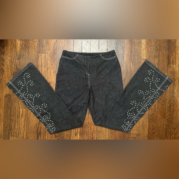 Y2k Vintage Embellished Denim Jeans - Picture 1 of 8